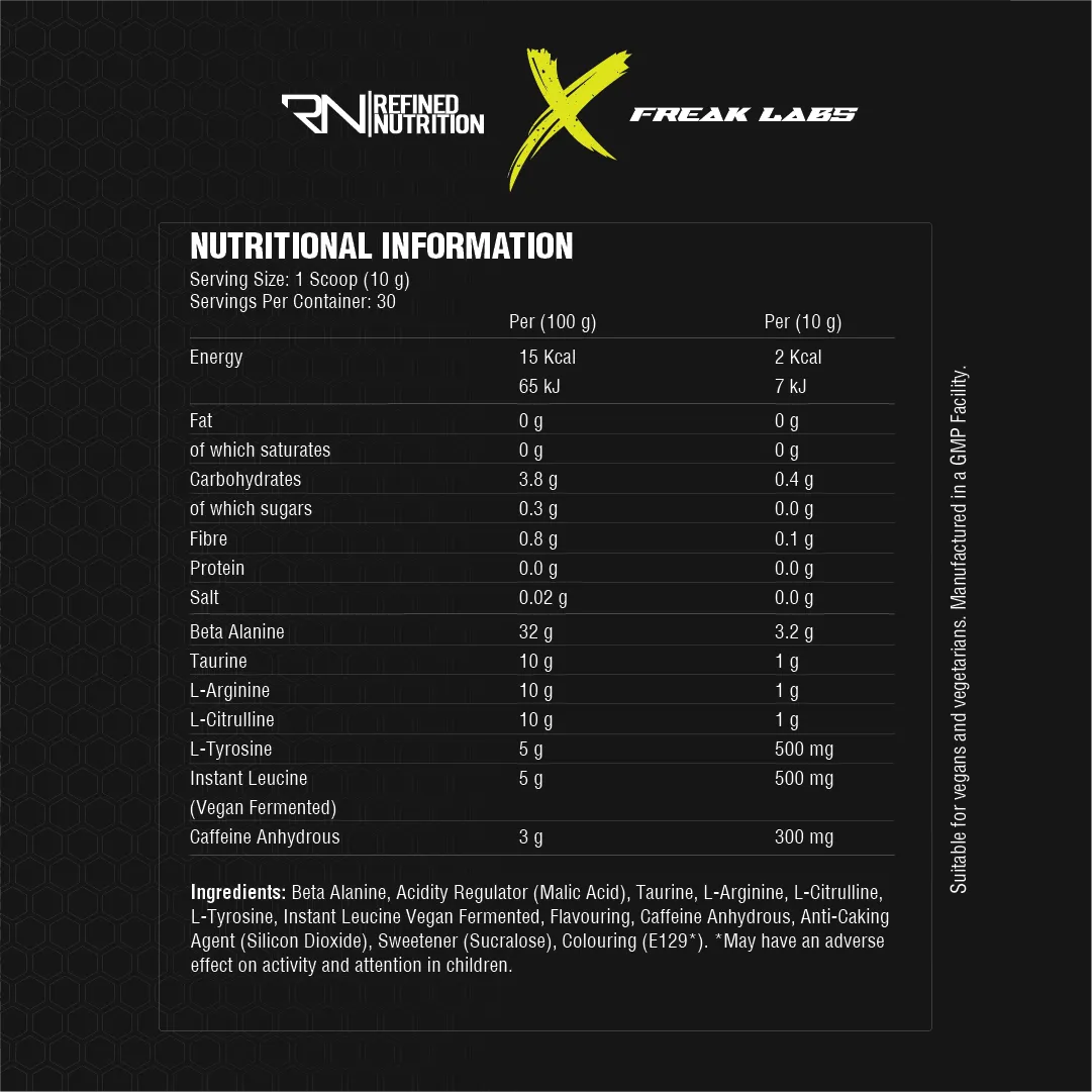 Freak Labs Charge Hard Hitting Pre Workout | Energy & Performance Formula