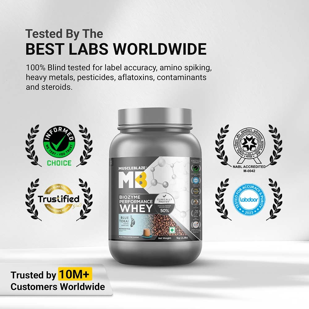Muscle Blaze Biozyme Performance Whey Blue Tokai Coffee