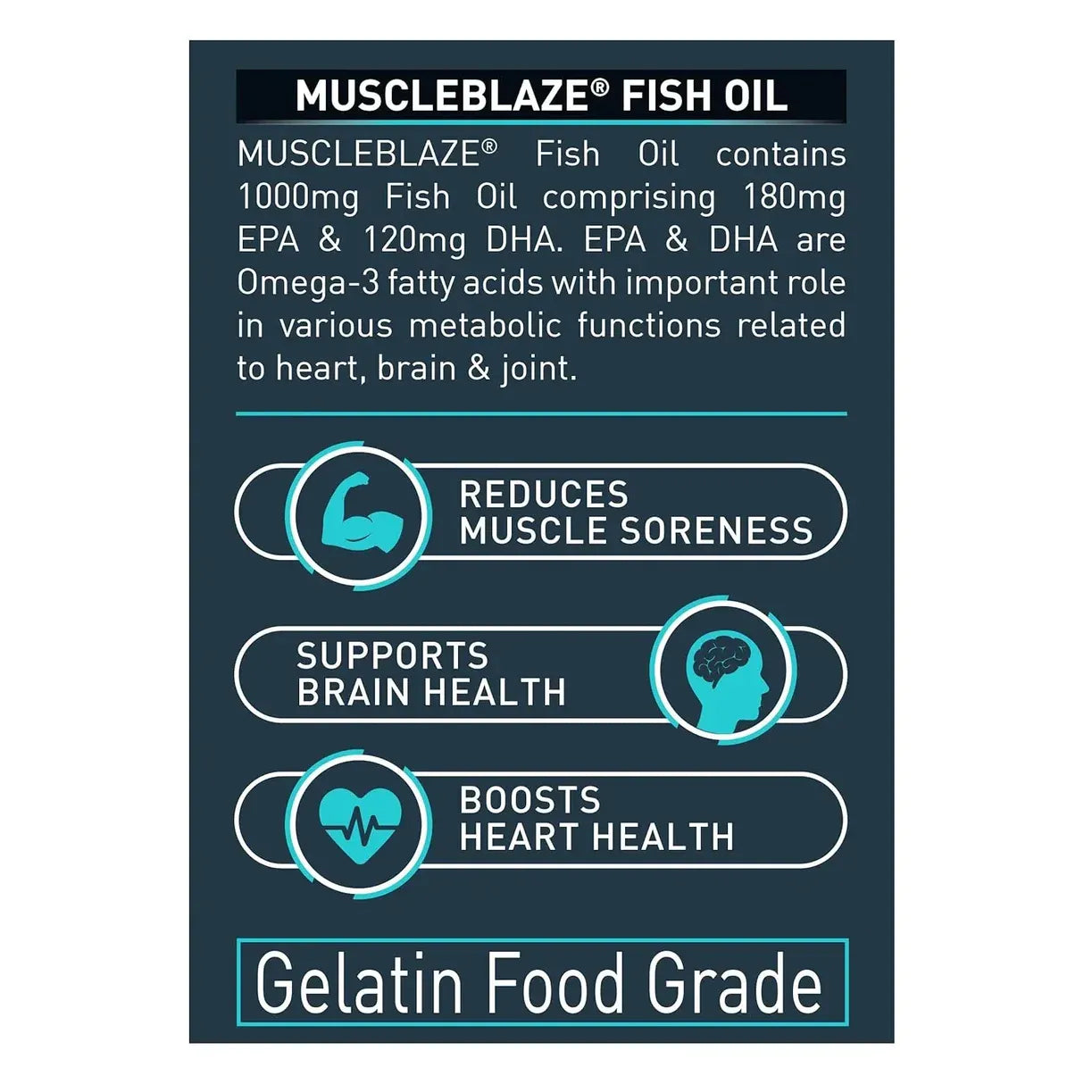 Muscle Blaze Omega 3 Fish Oil 180 capsules | EPA & DHA Wellness Support