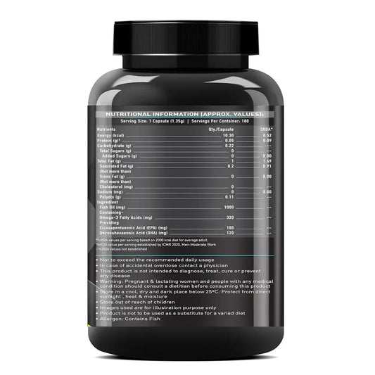 Muscle Blaze Omega 3 Fish Oil 180 capsules | EPA & DHA Wellness Support