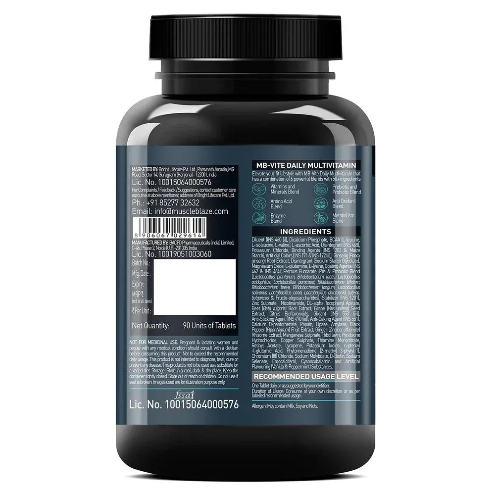 Muscle Blaze MB-VITE Daily Multivitamin | Energy, Immunity & Recovery Support