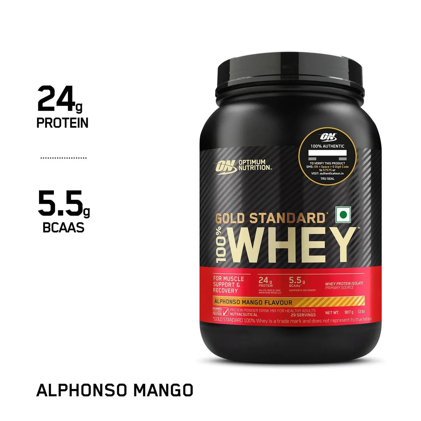 Optimum Nutrition Gold Standard 100% Whey Protein Powder - Alphonso Mango