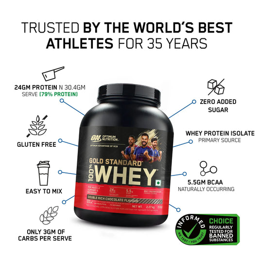 Optimum Nutrition Gold Standard 100% Whey Protein Powder - Double-Rich-chocolate