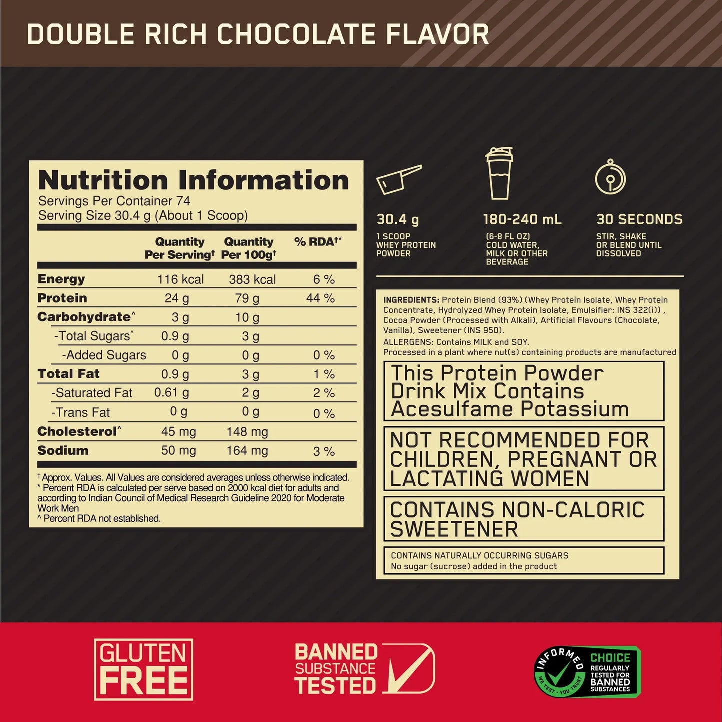 Optimum Nutrition Gold Standard 100% Whey Protein Powder - Double-Rich-chocolate