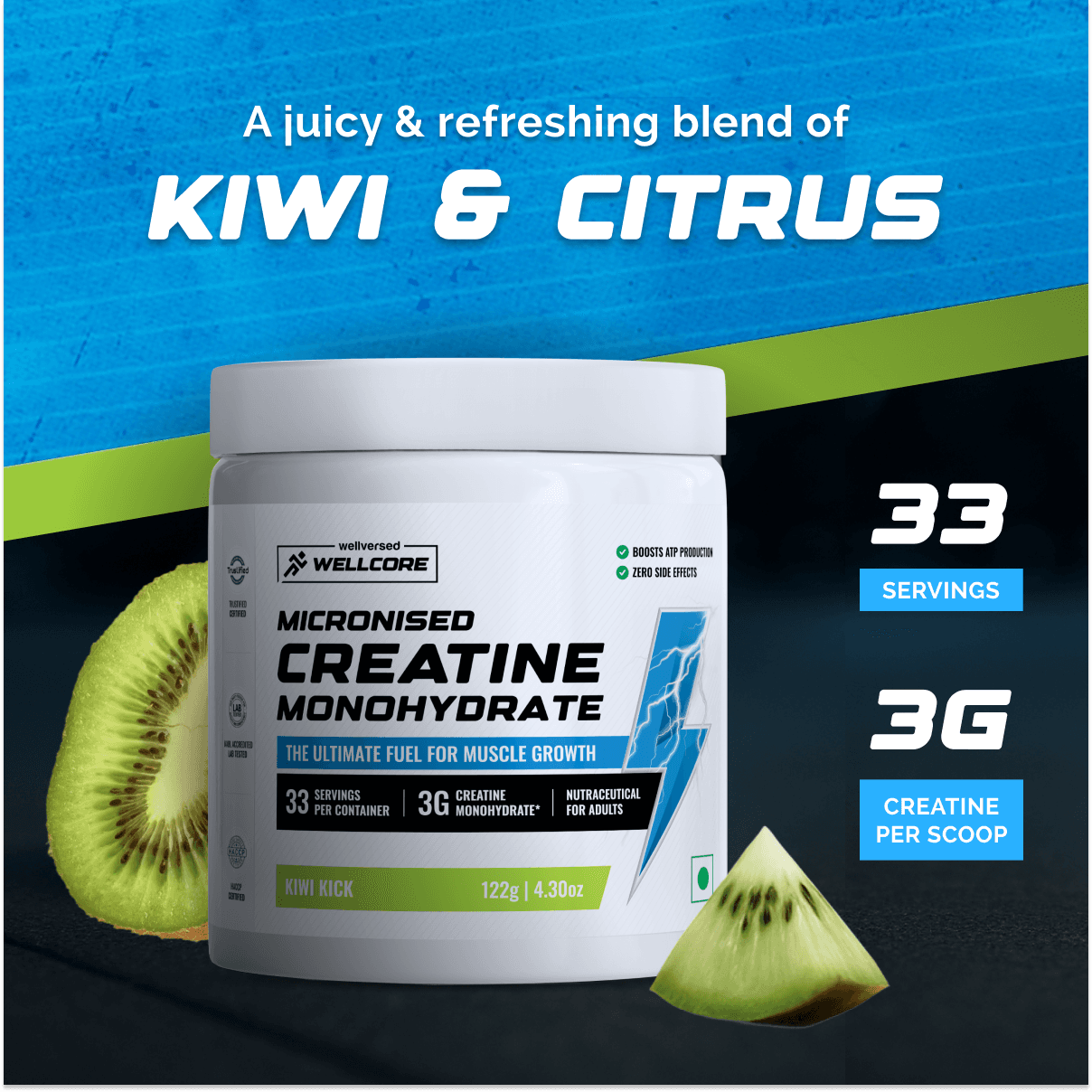 Wellcore Micronised Creatine Monohydrate - Kiwi Kick