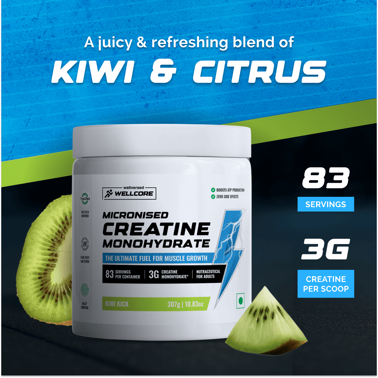 Wellcore Micronised Creatine Monohydrate - Kiwi Kick